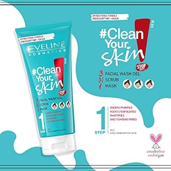 Eveline face wash  Clean Your 3in1 Skin Gel + Scrub + Mask-200ML
