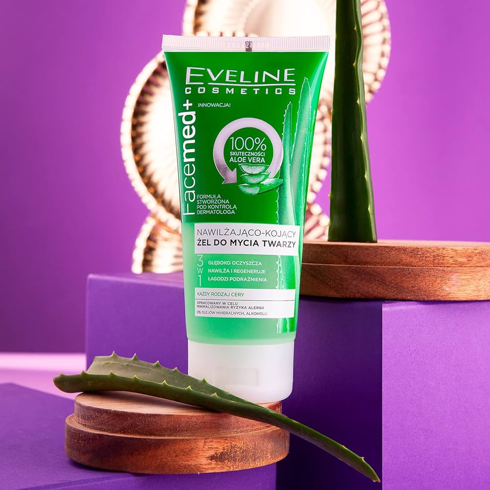 EVELINE Facemed+ 100% Bio Aloe Vera Moisturizing & Soothing Face Wash Gel 3in1 150ML
