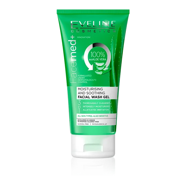 EVELINE Facemed+ 100% Bio Aloe Vera Moisturizing & Soothing Face Wash Gel 3in1 150ML