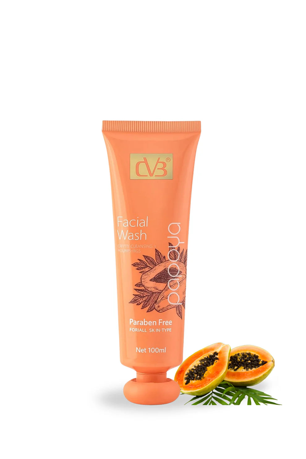 CVB Papaya Facial Wash Brightening Tan Removal Skin Renewal Cleanser  100ml