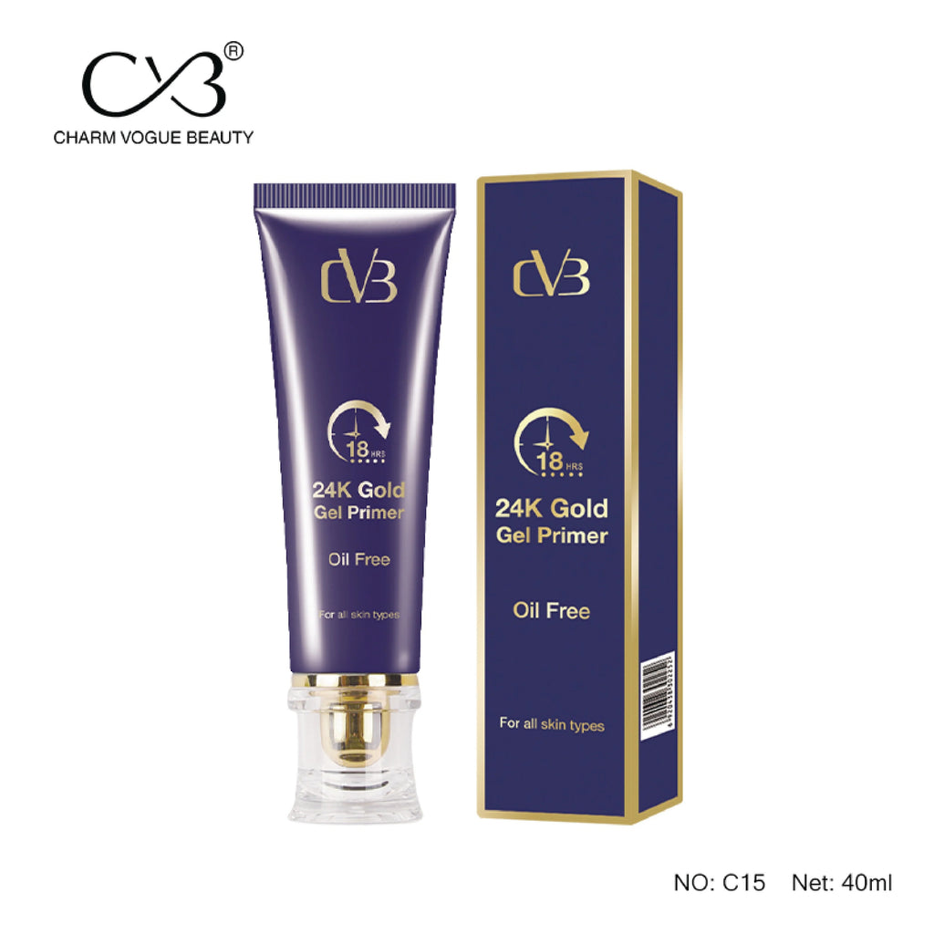 CVB 24K Gold Gel Primer for Pores Minimization, Anti-Ageing Oil-Free & Fragrance-Free Makeup Base (Gold, 40ml) C15
